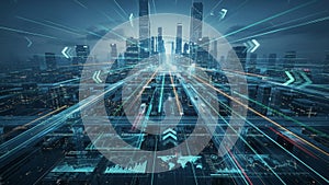 Futuristic Smart City Data Network Visualization Global Technology